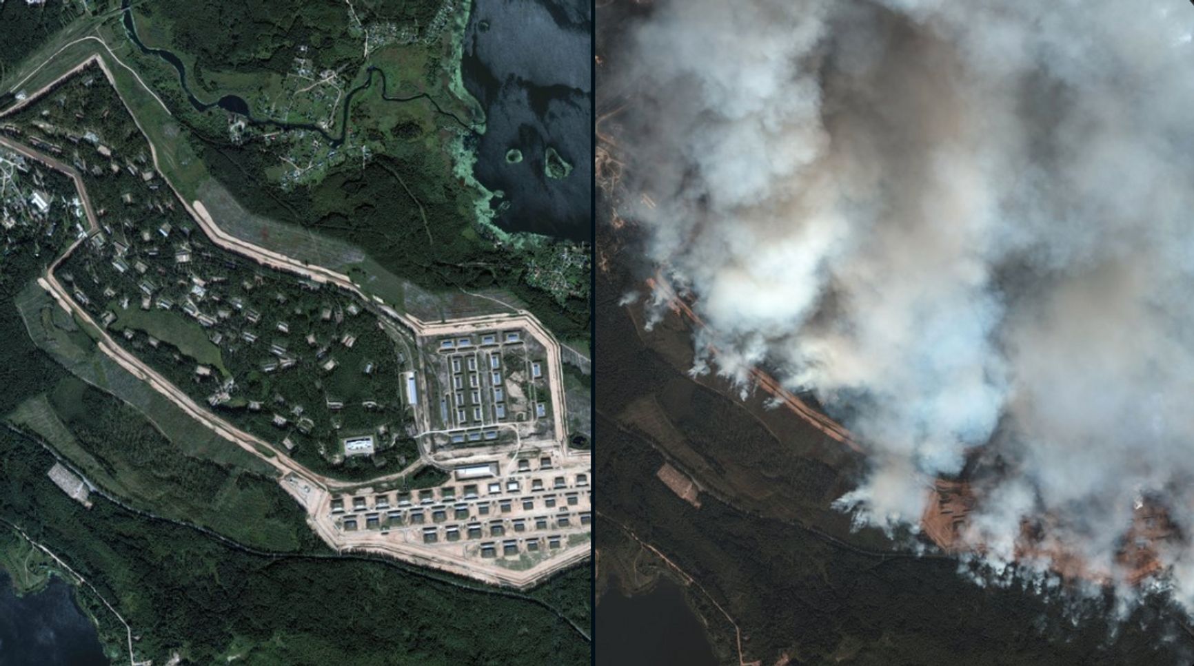 107-й арсенал Главного ракетно-артиллерийского управления Минобороны РФ до и после налета дронов