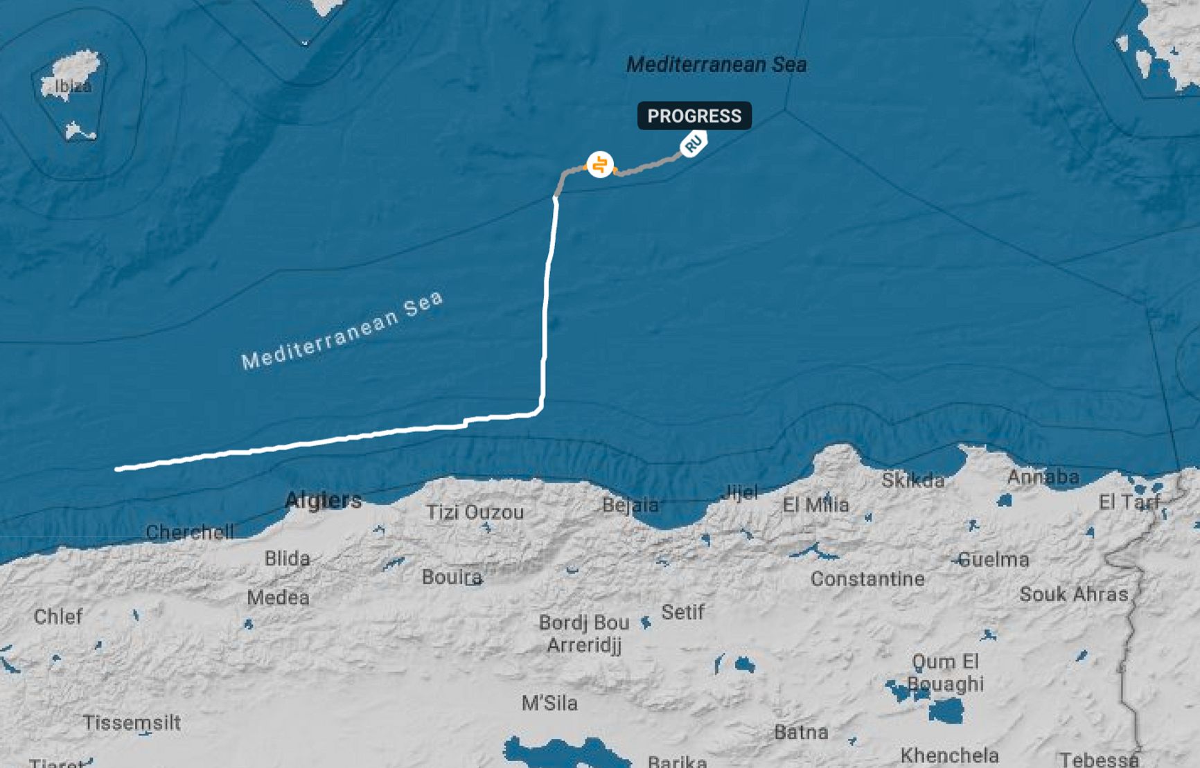 Местоположение дрейфа танкера «Прогресс»